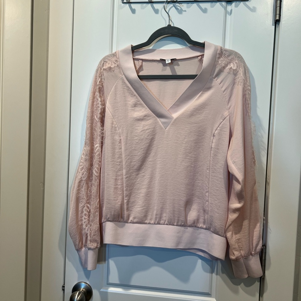 Express Soft Pink Lace Sleeve Blouse